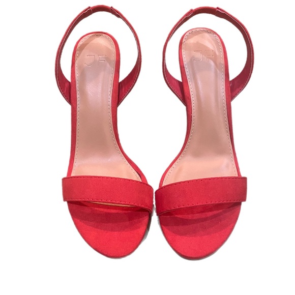 NWOT! JUST FAB Maddie Red Suede Sling-Back Heeled Sandal, Size 7.5 - Picture 5 of 11